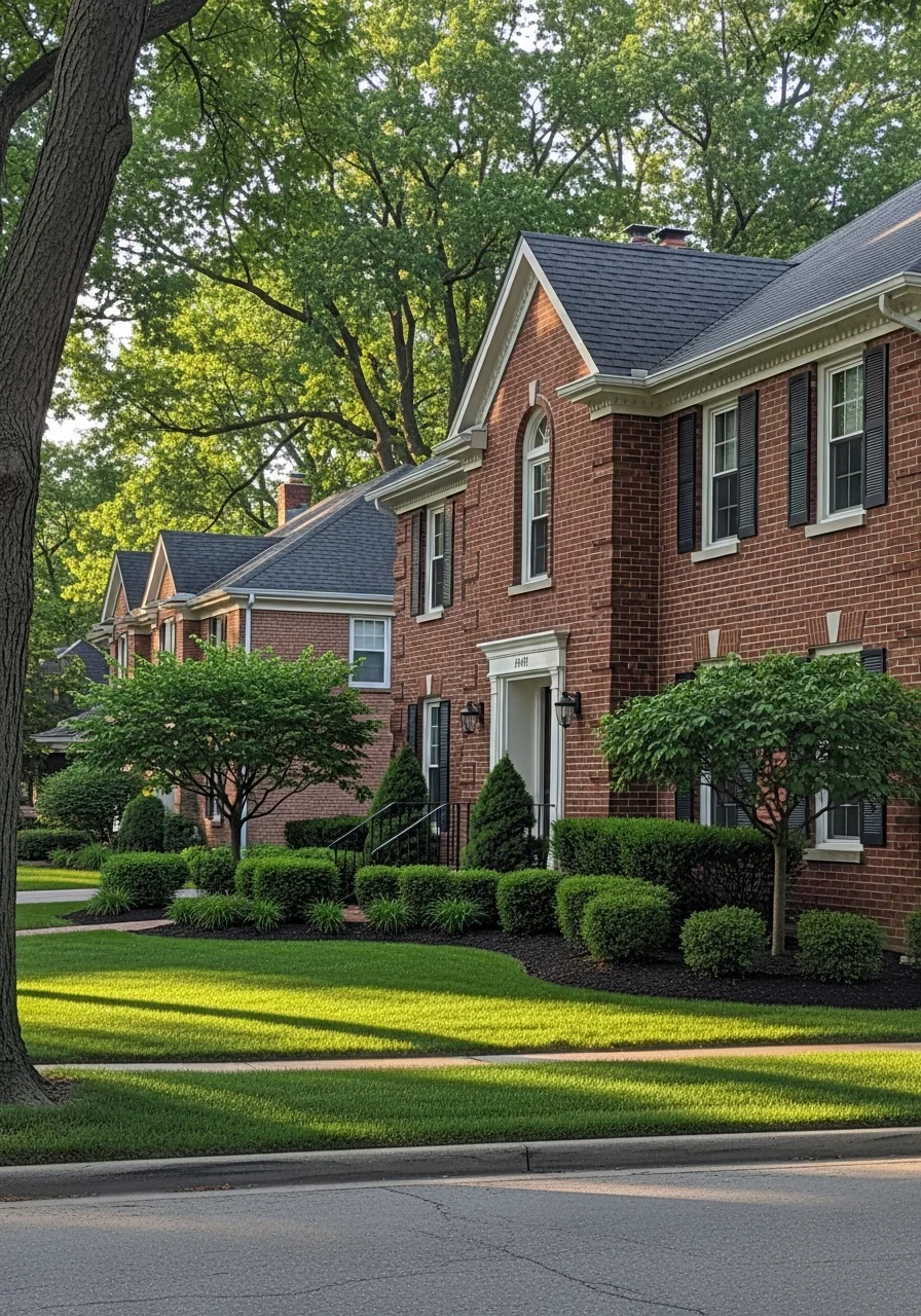 Close-up of a residential home exterior in Oakland County showing updated siding and professional landscaping.